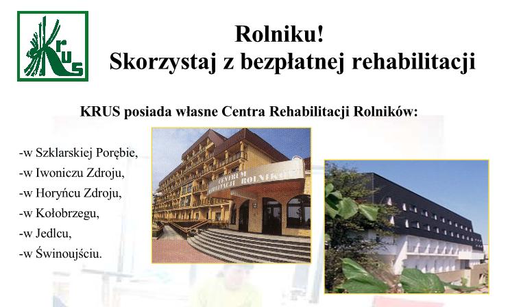 Bezpłatna rehabil. dla rolników